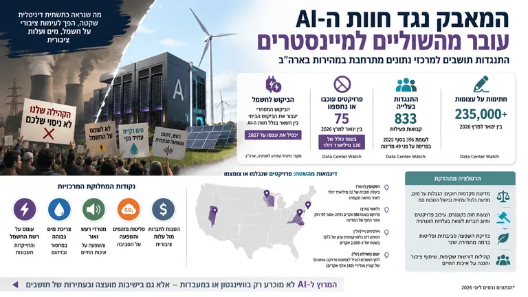 תמונה עבור הכתבה: המאבק נגד חוות ה-AI עובר מהשוליים למיינסטרים