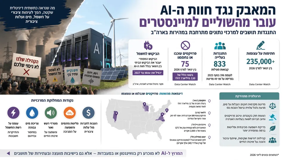 המאבק נגד חוות ה-AI עובר מהשוליים למיינסטרים