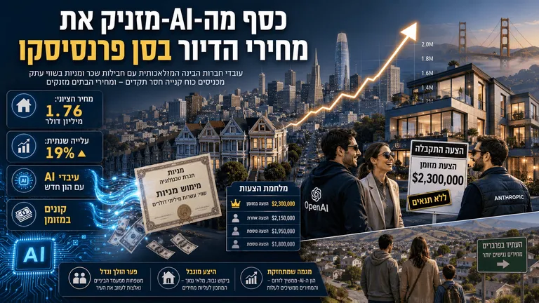 תמונה עבור הכתבה: כסף מה-AI מזניק את מחירי הדיור בסן פרנסיסקו