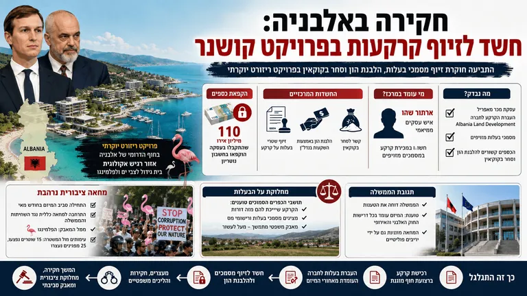 חקירה באלבניה: חשד לזיוף קרקעות בפרויקט קושנר