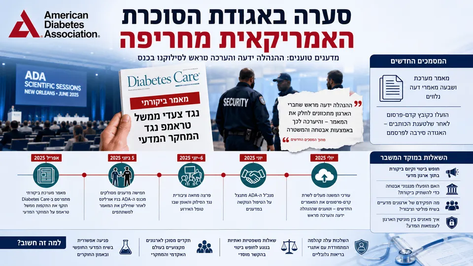 כנס אגודת הסוכרת האמריקאית, מאמר ביקורתי, אנשי אבטחה וציר זמן המתאר את החרפת המשבר בארגון.