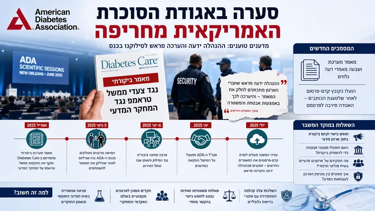 תמונה עבור הכתבה: סערה באגודת הסוכרת האמריקאית מחריפה