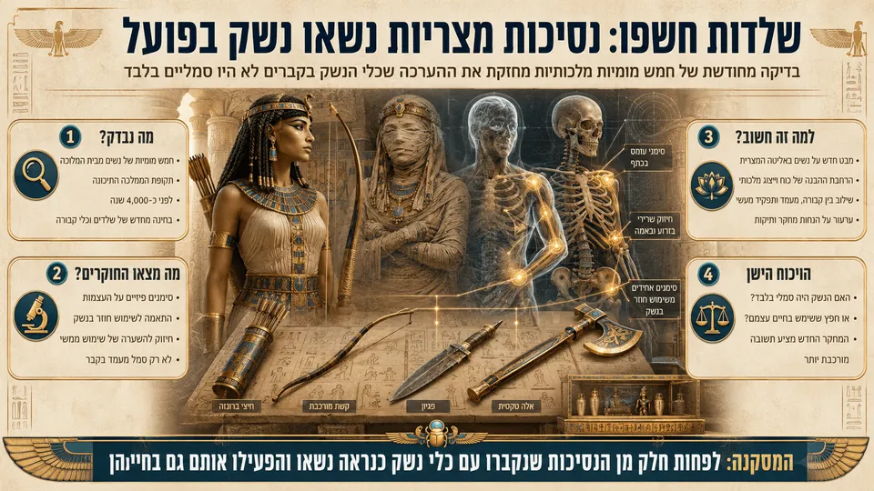 נסיכה מצרית, מומיה וכלי נשק לצד ניתוח שלד המצביע על שימוש מעשי בנשק לפני כ־4,000 שנה.