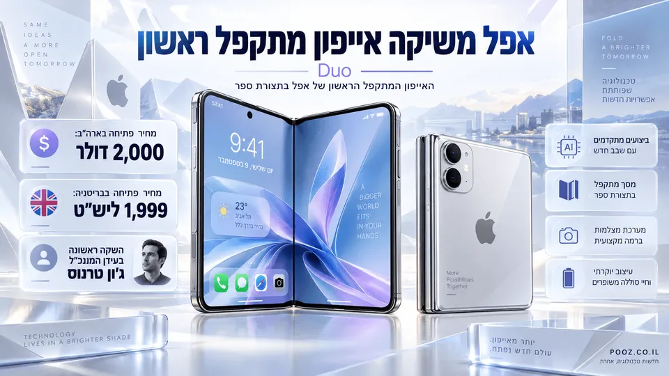 אייפון Duo המתקפל של אפל לצד מחירי ההשקה בארה״ב ובבריטניה.