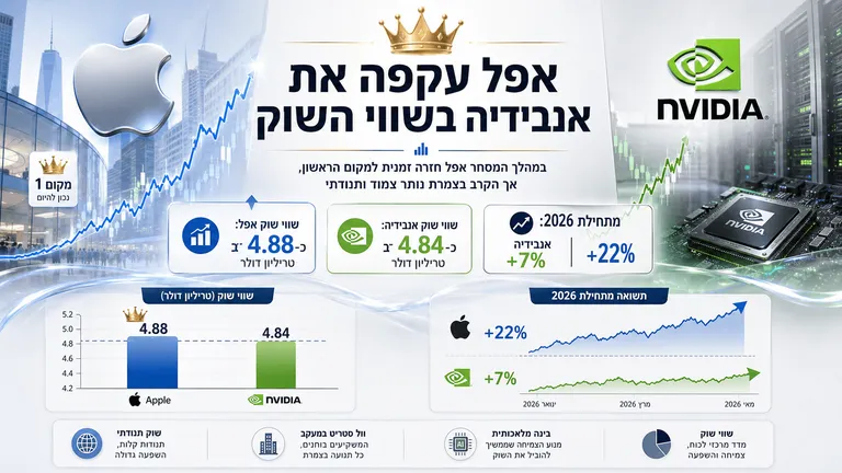 תמונה עבור הכתבה: אפל עקפה את אנבידיה בשווי השוק