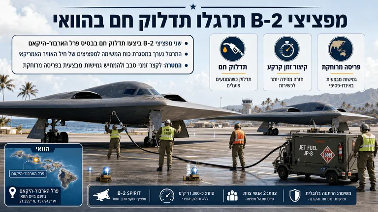 תמונה עבור הכתבה: מפציצי B-2 תרגלו תדלוק חם בהוואי