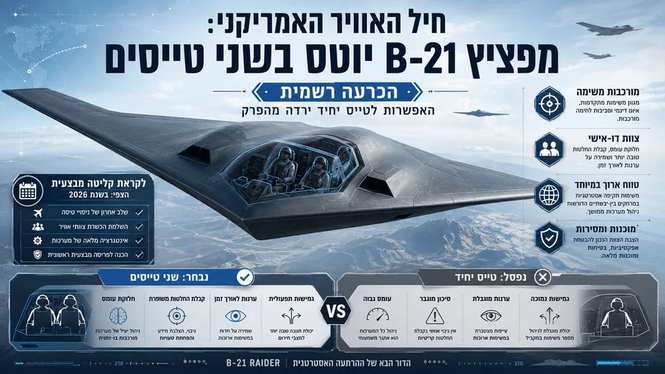 מפציץ החמקן B-21 Raider עם תא טייס דו־מושבי, לאחר החלטת חיל האוויר האמריקני להפעילו בשני טייסים.