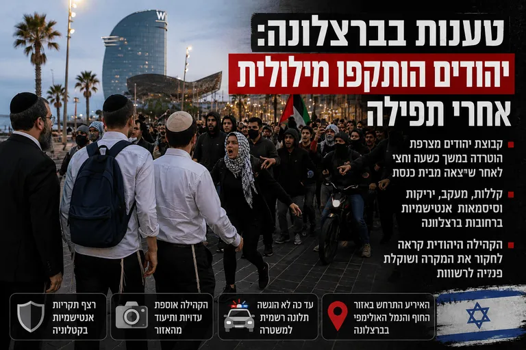 תמונה עבור הכתבה: טענות בברצלונה: יהודים הותקפו מילולית אחרי תפילה