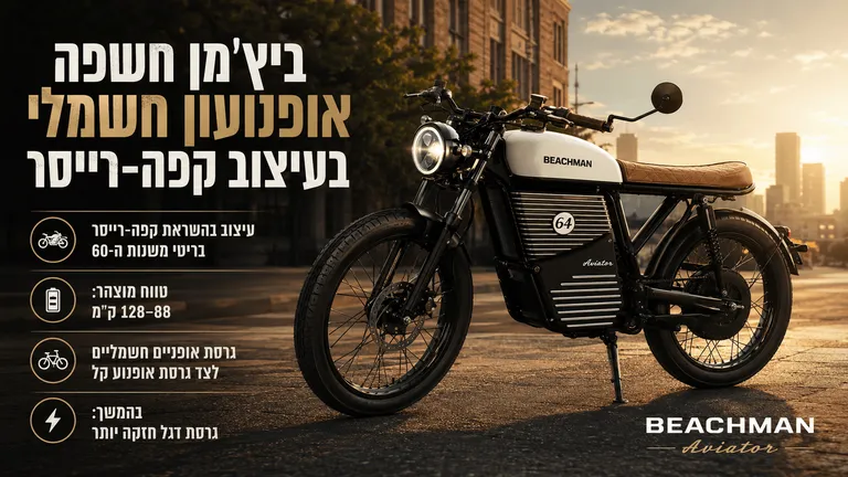 תמונה עבור הכתבה: ביץ'מן חשפה אופנועון חשמלי בעיצוב קפה־רייסר