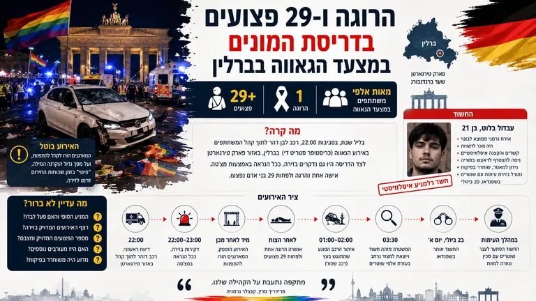 הרוגה ו-29 פצועים בדריסת המונים במצעד הגאווה בברלין