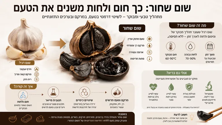 תמונה עבור הכתבה: שום שחור: כך חום ולחות משנים את הטעם