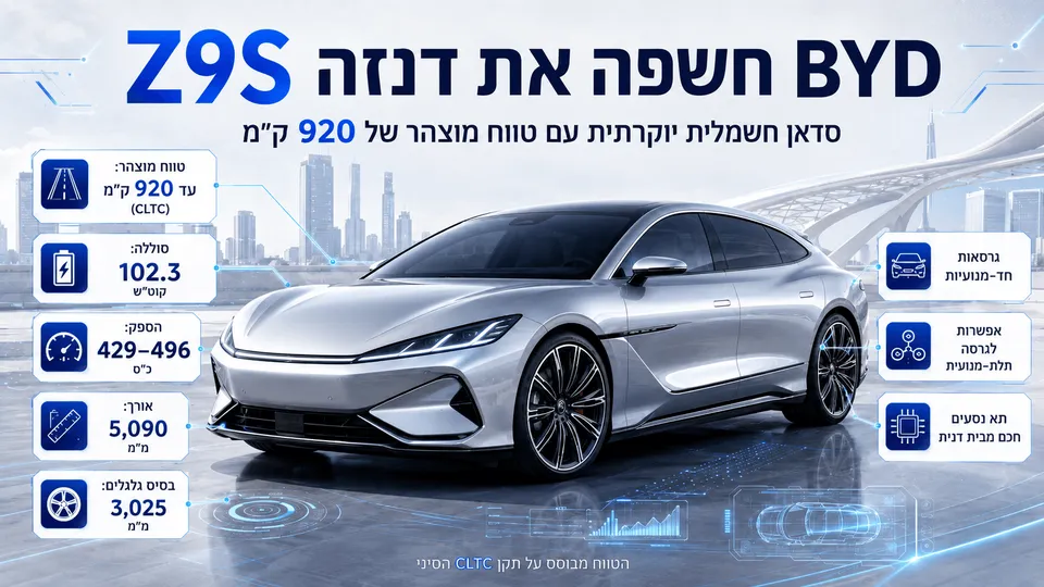 BYD חשפה את דנזה Z9S עם טווח מוצהר של 920 ק"מ