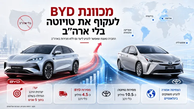 תמונה עבור הכתבה: BYD מכוונת לעקוף את טויוטה בלי ארה״ב