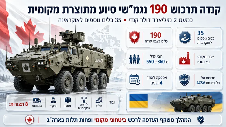 קנדה תרכוש 190 נגמ"שי סיוע מתוצרת מקומית