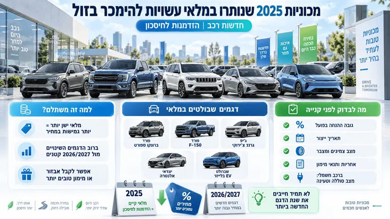 מכוניות 2025 שנותרו במלאי עשויות להימכר בזול