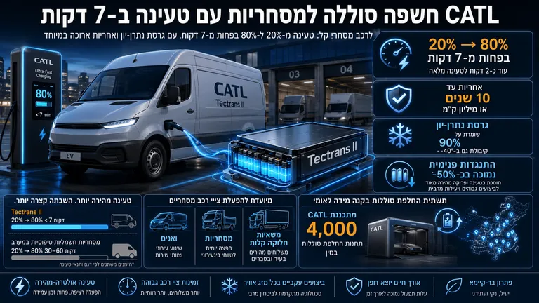 תמונה עבור הכתבה: CATL חשפה סוללה למסחריות עם טעינה ב-7 דקות