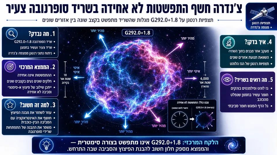 שריד הסופרנובה G292.0+1.8 מוצג בהתפשטות לא אחידה לפי תצפיות הרנטגן של צ׳נדרה.
