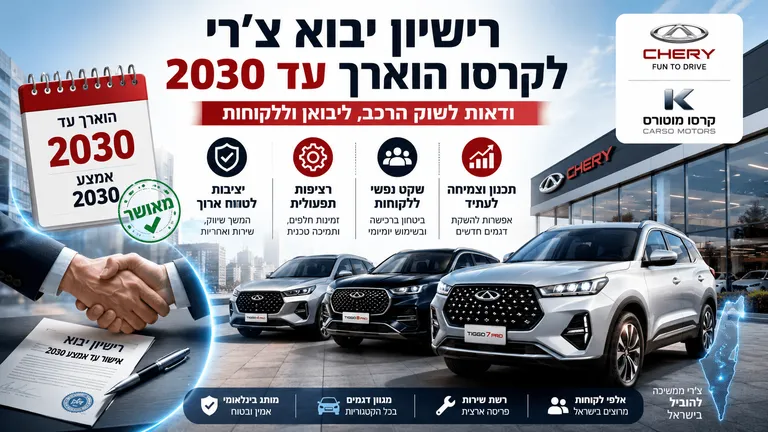 תמונה עבור הכתבה: רישיון יבוא צ'רי לקרסו הוארך עד 2030