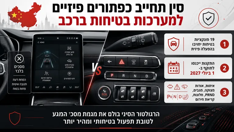 תמונה עבור הכתבה: סין תחייב כפתורים פיזיים למערכות בטיחות ברכב