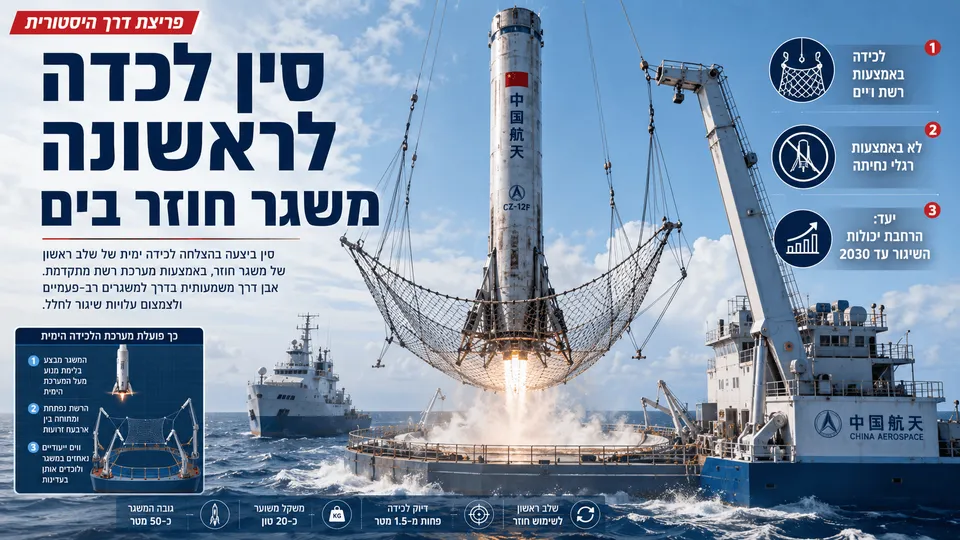 סין לכדה לראשונה משגר חוזר בים
