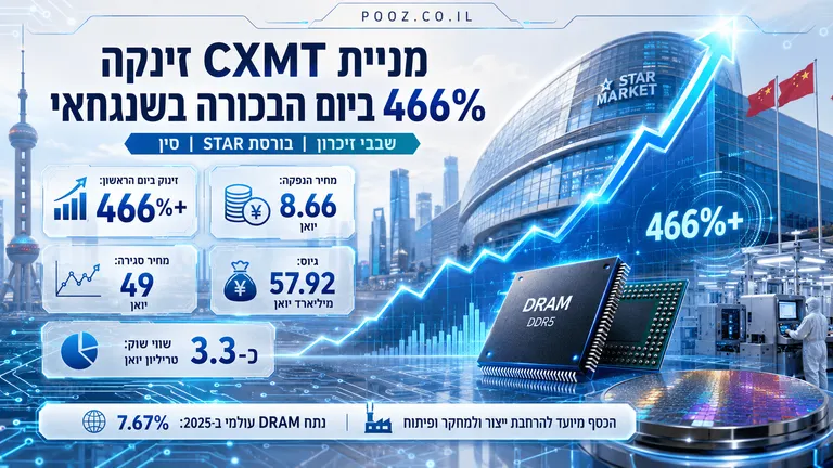 מניית CXMT זינקה 466% ביום הבכורה בשנגחאי
