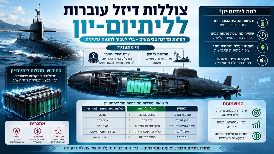 צוללות דיזל עוברות לליתיום־יון