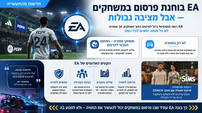 EA בוחנת פרסום במשחקים — אבל מציבה גבולות