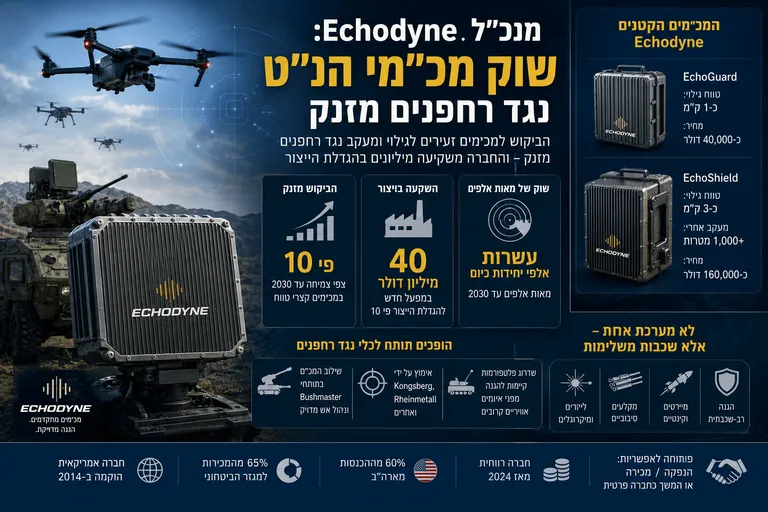תמונה עבור הכתבה: מנכ"ל Echodyne: שוק מכ"מי הנ"ט נגד רחפנים מזנק