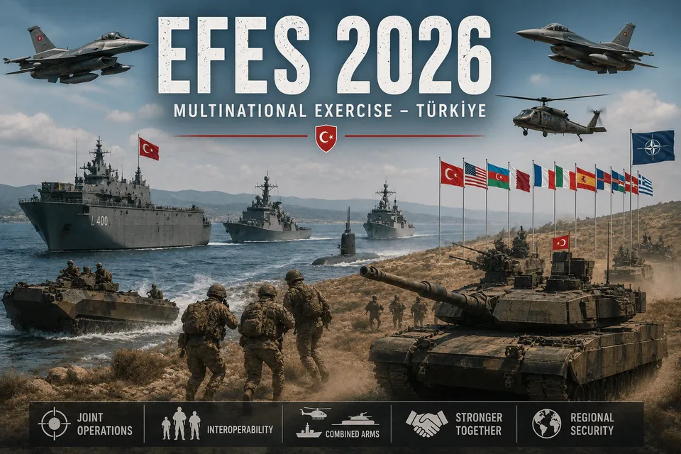 כוחות יבשה, ים ואוויר משתתפים בתרגיל EFES 2026 בטורקיה במסגרת אימון צבאי רב-לאומי המדגיש שיתוף פעולה ותיאום מבצעי.
