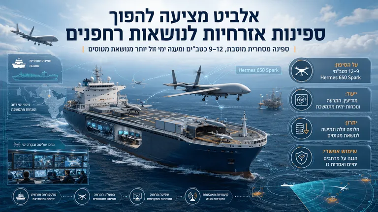 תמונה עבור הכתבה: אלביט מציעה להפוך ספינות אזרחיות לנושאות רחפנים