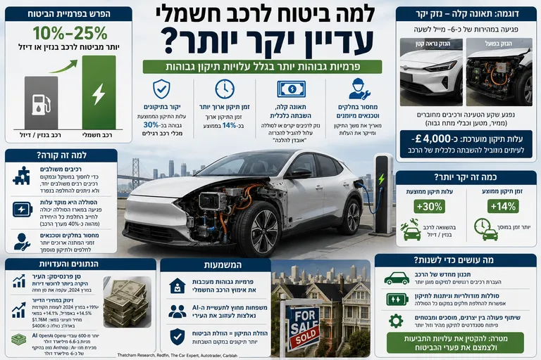 תמונה עבור הכתבה: למה ביטוח לרכב חשמלי עדיין יקר יותר