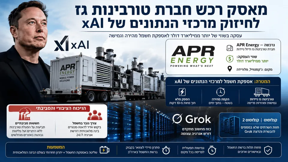 מאסק רכש חברת טורבינות גז למרכזי xAI