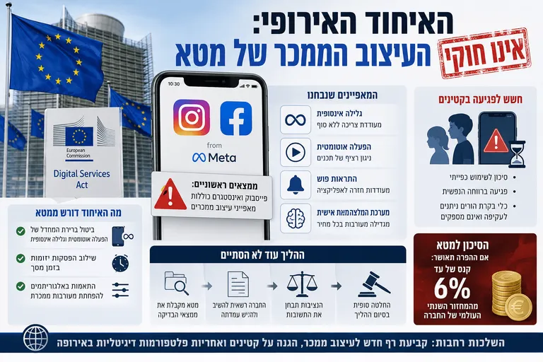 תמונה עבור הכתבה: האיחוד האירופי: העיצוב הממכר של מטא אינו חוקי