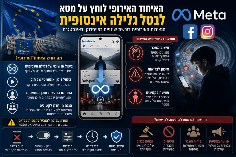 תמונה עבור הכתבה: האיחוד האירופי לוחץ על מטא לבטל גלילה אינסופית