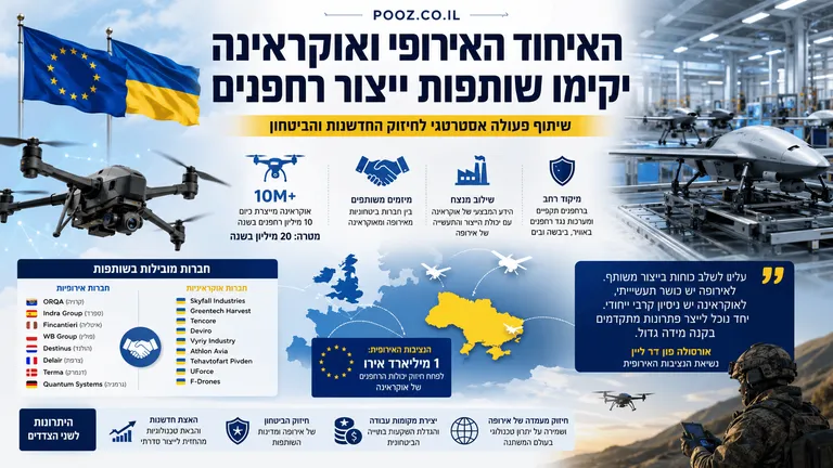 האיחוד האירופי ואוקראינה יקימו שותפות ייצור רחפנים