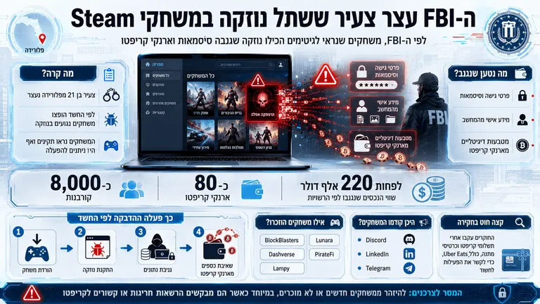 ה-FBI עצר צעיר ששתל נוזקה במשחקי Steam