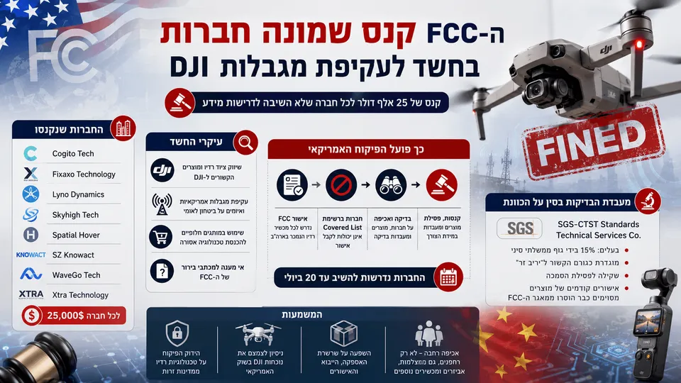 ה-FCC קנס שמונה חברות בחשד לעקיפת מגבלות DJI