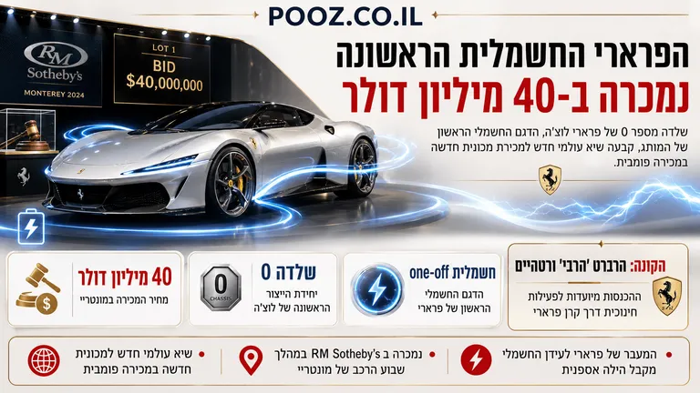 פרארי החשמלית הראשונה נמכרה ב-40 מיליון דולר