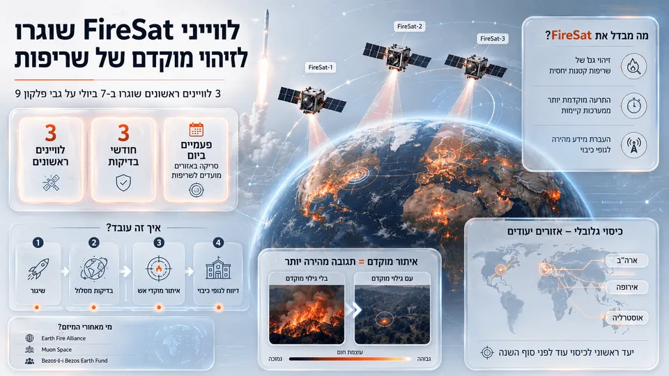 לווייני FireSat שוגרו לזיהוי מוקדם של שריפות