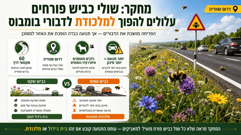 תמונה עבור הכתבה: מחקר: שולי כביש פורחים עלולים להפוך למלכודת לדבורי בומבוס
