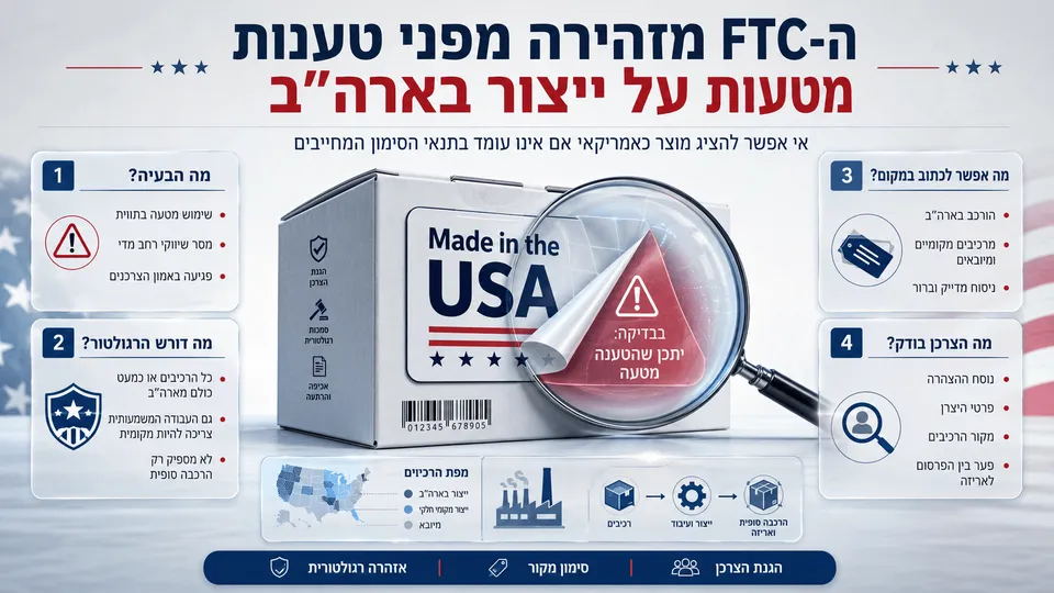 ה-FTC מזהירה מפני טענות מטעות על ייצור בארה"ב