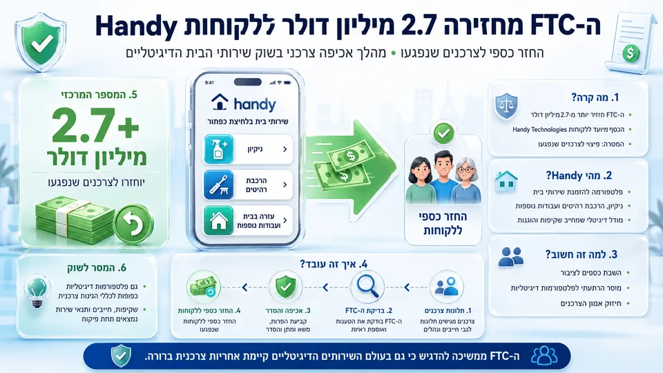 ה-FTC מחזירה 2.7 מיליון דולר ללקוחות Handy