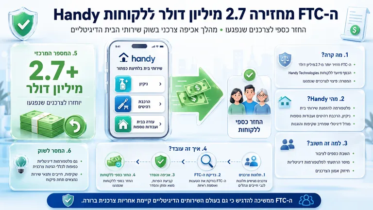 ה-FTC מחזירה 2.7 מיליון דולר ללקוחות Handy