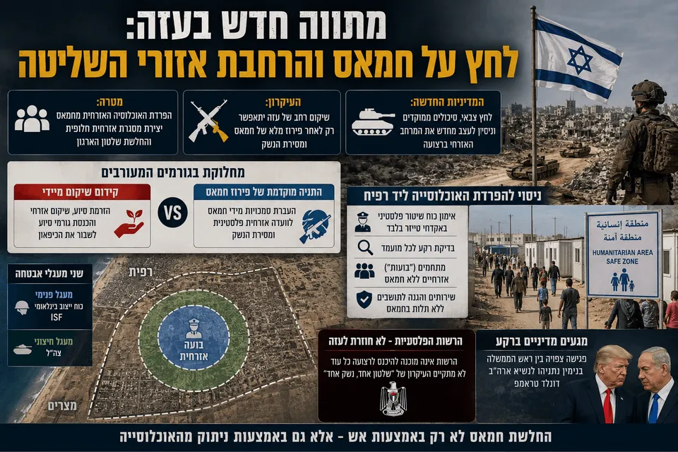 מתווה חדש בעזה: לחץ על חמאס והרחבת אזורי השליטה