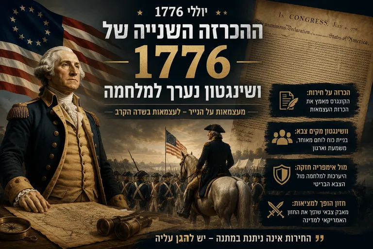 תמונה עבור הכתבה: ההכרזה השנייה של 1776: וושינגטון נערך למלחמה