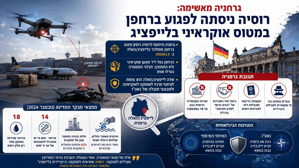רחפן שנפל סמוך למטוס מטען אוקראיני בנמל התעופה לייפציג/האלה.