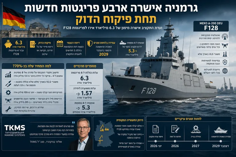 תמונה עבור הכתבה: גרמניה אישרה ארבע פריגטות חדשות תחת פיקוח הדוק