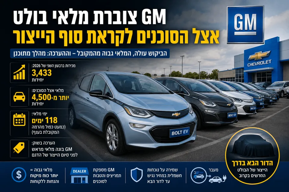 GM צוברת מלאי בולט אצל הסוכנים לקראת סוף הייצור