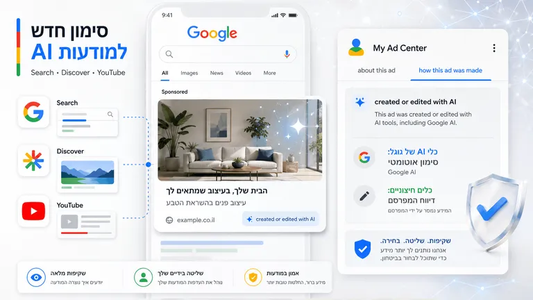 תמונה עבור הכתבה: גוגל תסמן פרסומות שנוצרו או נערכו ב-AI