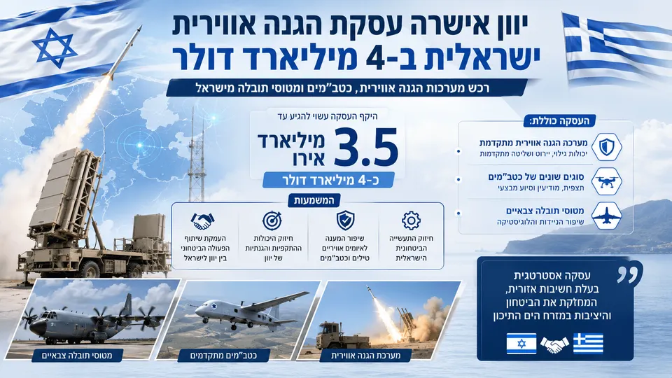 יוון אישרה עסקת הגנה אווירית ישראלית ב-4 מיליארד דולר